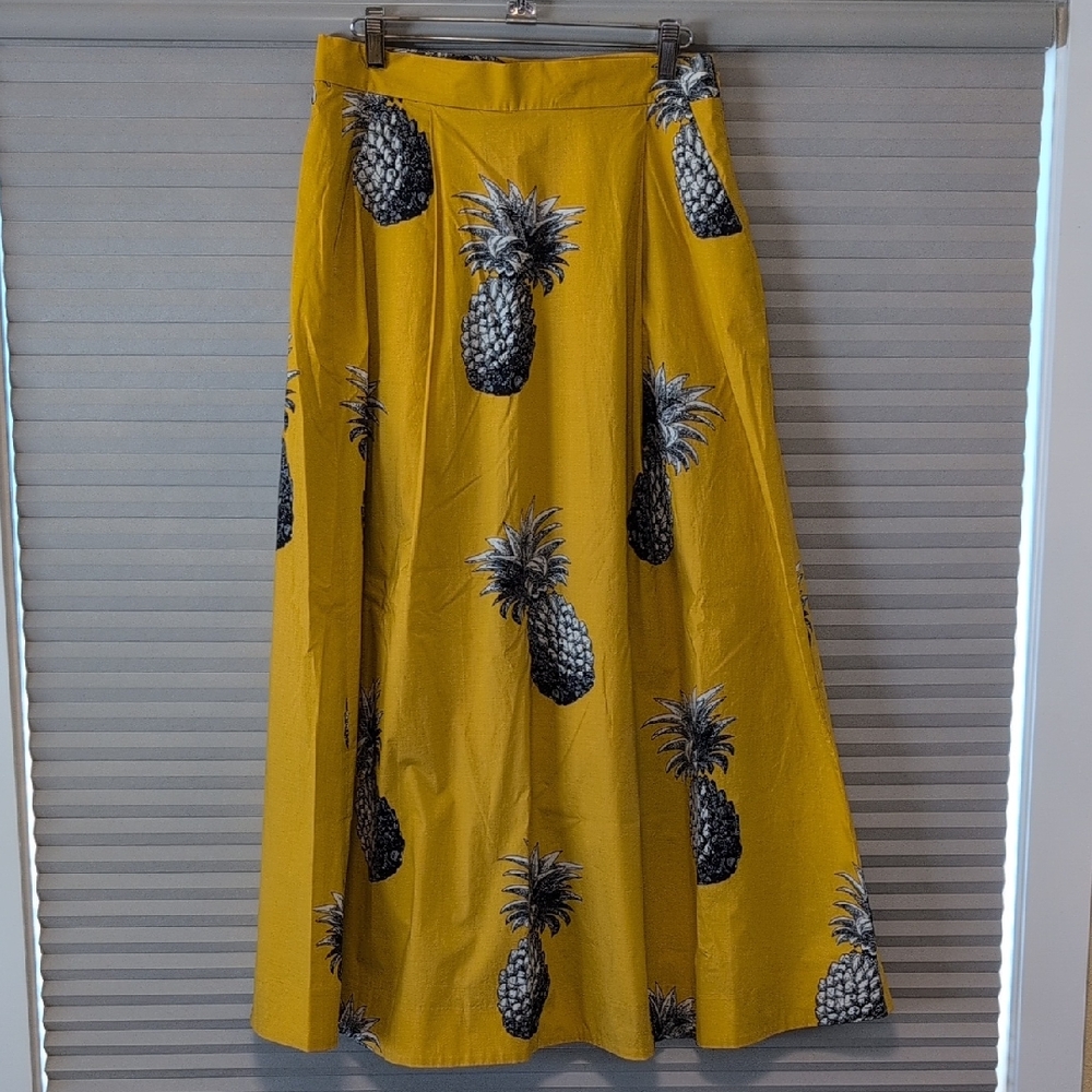 Ann Taylor Yellow Midi Skirt With Pockets